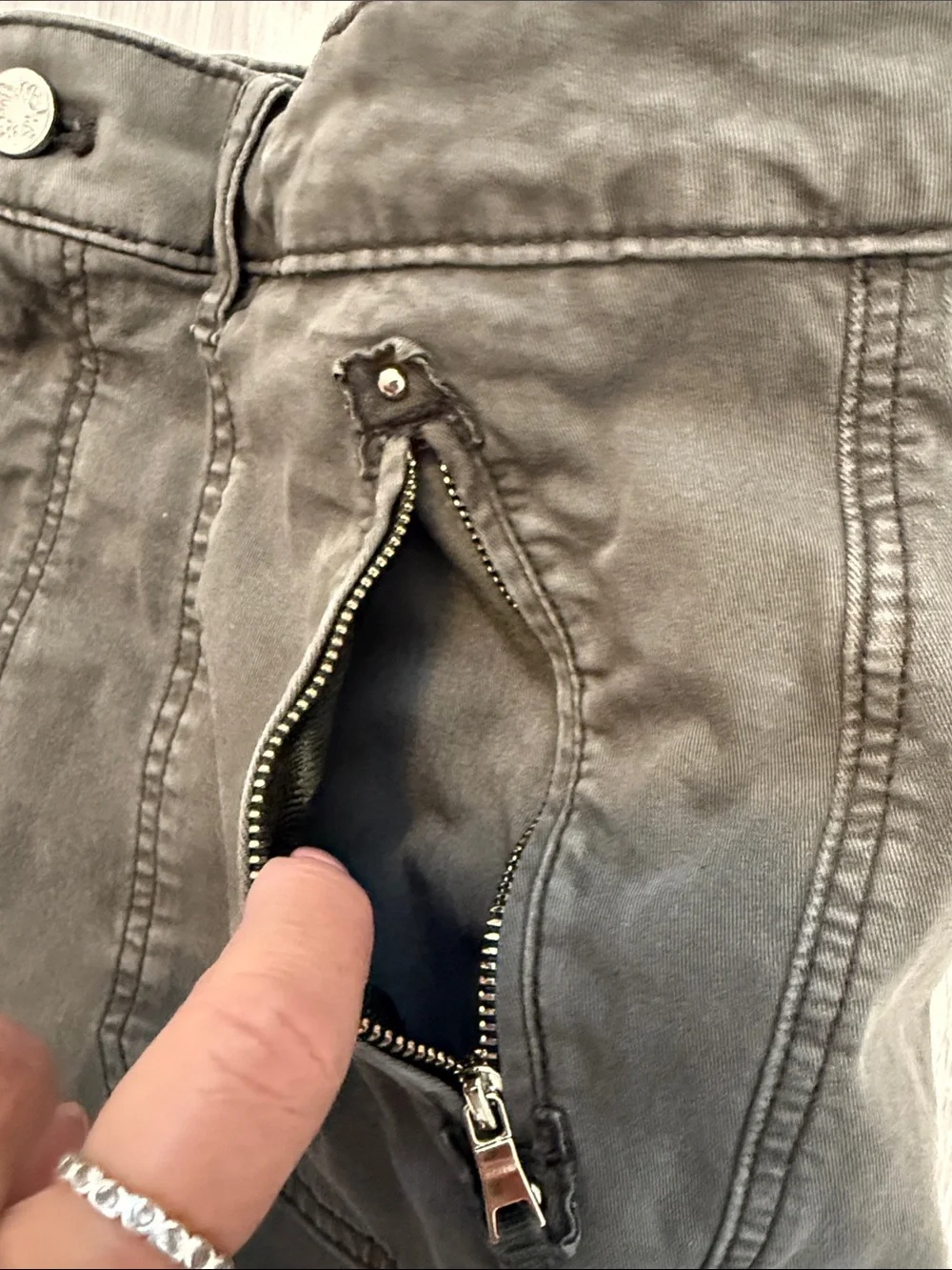 White House Black Market Olive Utility Cargo Shorts with Zip Pockets and D-Ring - Picture 3 of 6